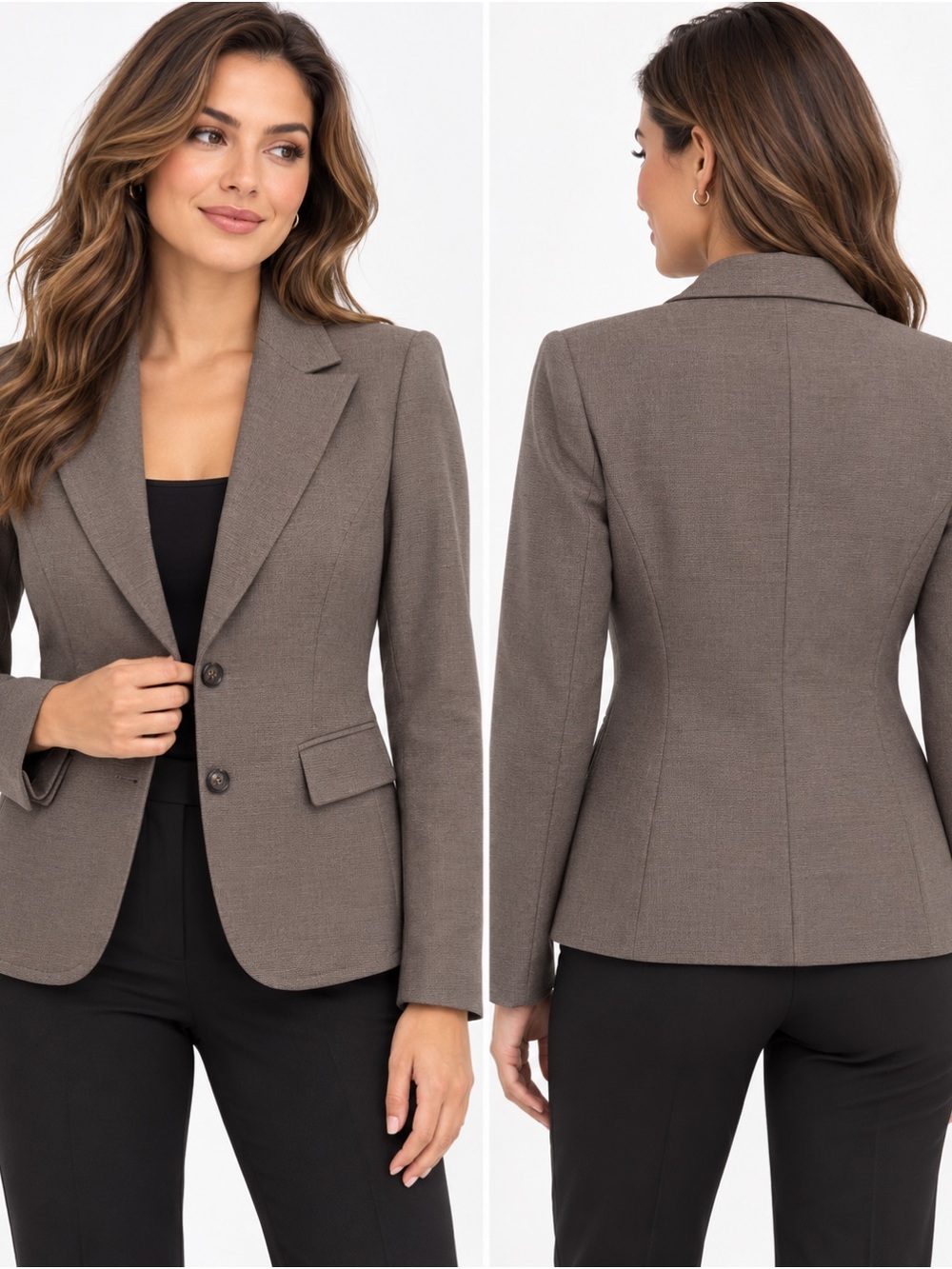 The Limited Brown Blazer‎ Fitted Silhouette Long Sleeves 6
